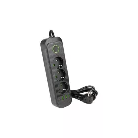   Modi fekete 3-as hosszabbító kapcsolóval, 2m-es kábellel, 3xUSB 1xUSB-C