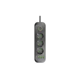   Modi fekete 3-as hosszabbító kapcsolóval, 2m-es kábellel, 3xUSB 1xUSB-C