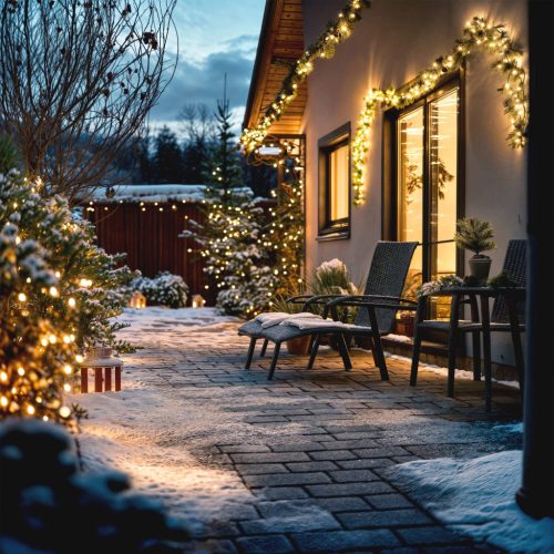 Kerti napelemes fényfüzér 11,9 méter 100 LED Meleg fehér