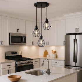   OTTO acél rácsos függesztett mennyezeti lámpa 3xE27 fekete