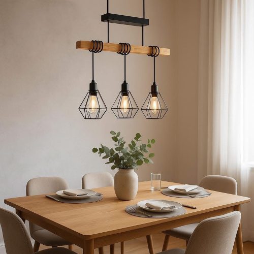 OTTO acél rácsos gerendás függesztett lámpa 3xE27 fekete