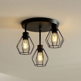 OTTO acél rácsos mennyezeti lámpa 3xE27 fekete