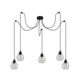   OTTO acél rácsos többkarú függesztett lámpa 5xE27 fekete
