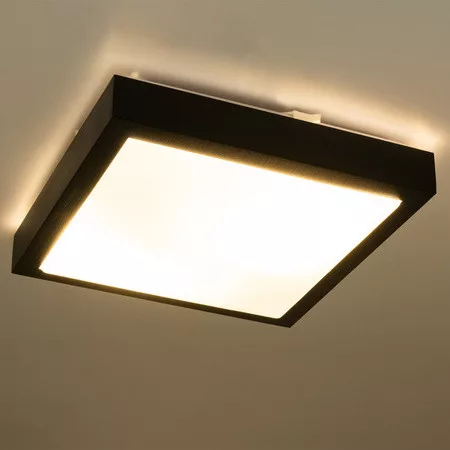 SOLEN mennyezeti LED lámpa négyzet 27cm 2xE27 IP44 Fekete