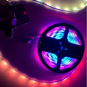   Kültéri digitális LED szalag szett 5 méter RGB (távirányító+vezérlő+adapter)
