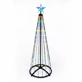 Okostelefonról vezérelhető 210 cm magas többszínű RGB IC világító LED karácsonyfa kúpfa USB-C csatlakozóval