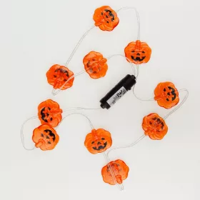 Világító Halloween tök alakú LED nyaklánc és 1 méteres party dekoráció 10 LED-del, elemmel együtt