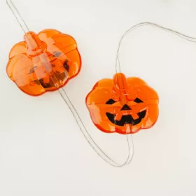 Világító Halloween tök alakú LED nyaklánc és 1 méteres party dekoráció 10 LED-del, elemmel együtt