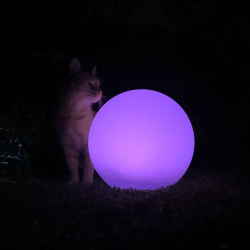 Színes napelemes kerti díszgömb, RGBW, 30cm