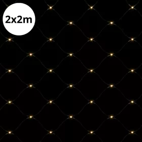 Kültéri 2x2 méteres toldható meleg fehér LED fényháló bokrok és ablakok díszítéséhez