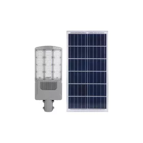 Szürke alumínium 400W napelemes utcai LED lámpa 8000 lumen fényerővel és különálló napelem panellel