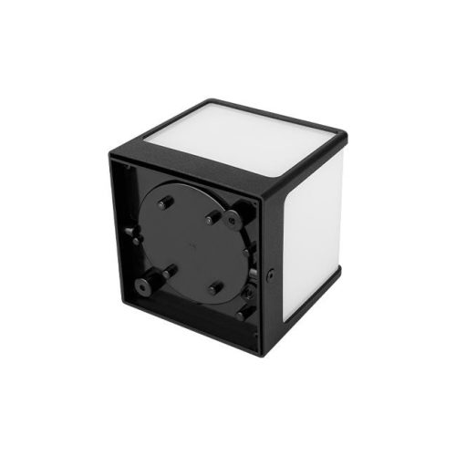 Modern, fekete, kocka formájú fali lámpa GX53 foglalattal, IP54 védettséggel kültéri és beltéri használatra.