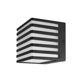 Modern, fekete, kocka formájú fali lámpa GX53 foglalattal, IP54 védettséggel kültéri és beltéri használatra, rácsos dizájn