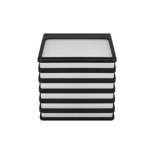 Modern, fekete, kocka formájú fali lámpa GX53 foglalattal, IP54 védettséggel kültéri és beltéri használatra, rácsos dizájn