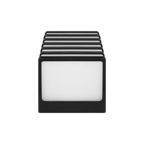 Modern, fekete, kocka formájú fali lámpa GX53 foglalattal, IP54 védettséggel kültéri és beltéri használatra, rácsos dizájn