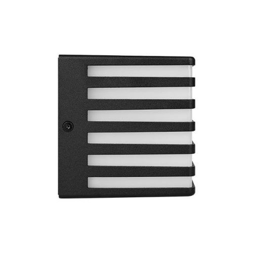 Modern, fekete, kocka formájú fali lámpa GX53 foglalattal, IP54 védettséggel kültéri és beltéri használatra, rácsos dizájn