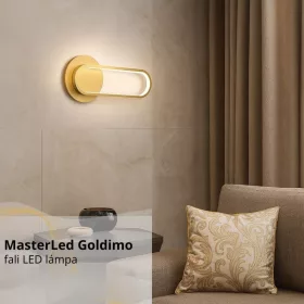 Modern, 43 cm-es, 13W-os arany Goldimo LED fali lámpa egyedi ovális dizájnnal, természetes fehér (4000K) fénnyel