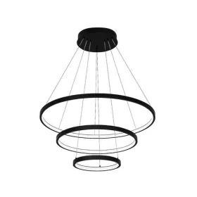 Modern, 77W-os Coma LED gyűrű csillár három, 20-40-60cm-es fekete gyűrűvel, CCT színhőmérséklet-váltással és távirányítóval