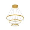 Luxus arany, 77W-os Coma LED gyűrű csillár három, 20-40-60cm-es gyűrűvel, CCT színhőmérséklet-váltással és távirányítóval