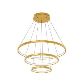 Luxus arany, 77W-os Coma LED gyűrű csillár három, 20-40-60cm-es gyűrűvel, CCT színhőmérséklet-váltással és távirányítóval