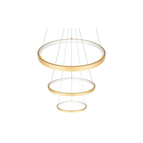 Luxus arany, 77W-os Coma LED gyűrű csillár három, 20-40-60cm-es gyűrűvel, CCT színhőmérséklet-váltással és távirányítóval