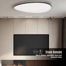   Stone Danube mennyezeti lámpa 36W, 3420lm, 50cm, 3000-6500K fekete