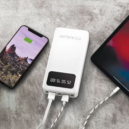 TITANIUM 30000mAh Power bank kijelzővel Fehér