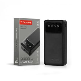 TITANIUM 20000mAh Power bank kijelzővel Fekete