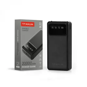 TITANIUM 20000mAh Power bank kijelzővel Fekete