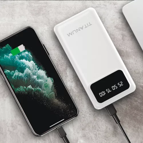 TITANIUM 20000mAh Power bank kijelzővel Fehér
