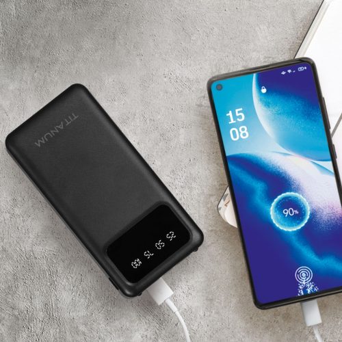 TITANIUM 20000mAh Power bank kijelzővel Fekete