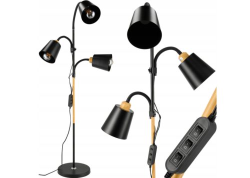 Berge London hármas állólámpa 175 cm 3xE27-es foglalattal fa/fekete 