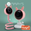 MARY'S okos WiFi bébiőr kamera rózsaszín nyuszi formában, Tuya applikációval, beépített hőmérséklet-érzékelővel és altatódal funkcióval, éjjellátóval