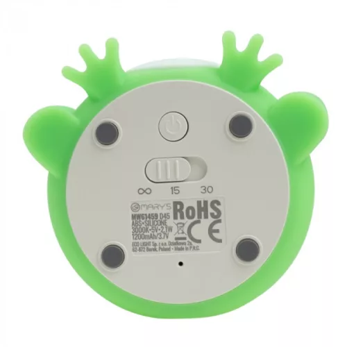 Ecolight vidám zöld béka formájú, puha szilikon akkumulátoros LED éjszakai lámpa