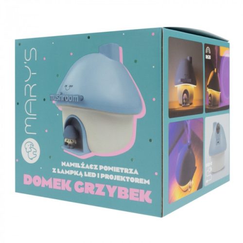 MARY'S kék gomba alakú ultrahangos párásító és LED éjszakai fény, ami hűvös párát fúj