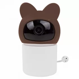 MARY'S 2az1-ben LCD kijelzős okos bébiőr szett, barna maci kamerával és különálló monitorral, WiFi és Tuya app támogatással.