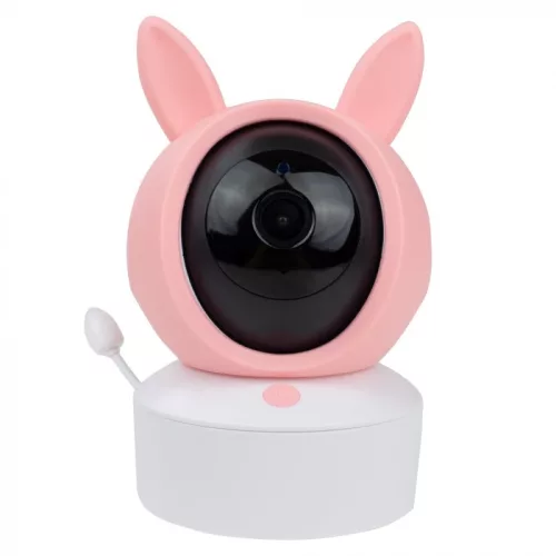 MARY'S 2az1-ben LCD kijelzős okos bébiőr szett, rózsaszín kamerával és különálló monitorral, WiFi és Tuya app támogatással.