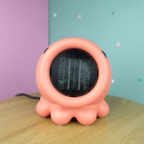 Rózsaszín, polip formájú MARY'S mini hősugárzó gyerekszobai használatra.
