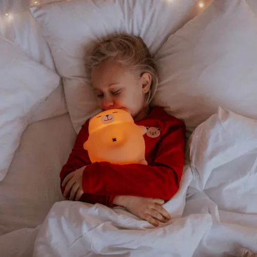EcoLight horkoló és lélegző szilikon maci éjszakai lámpa alvássegítő funkcióval