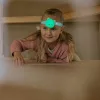 Imádnivaló maci formájú újratölthető gyermek LED fejlámpa színes RGB és fehér fénnyel, USB-C csatlakozóval