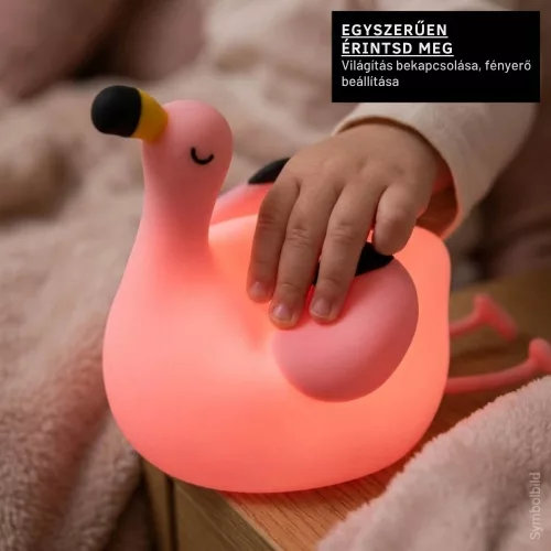 Rózsaszín flamingó formájú elemes LED éjszakai lámpa gyerekszobába