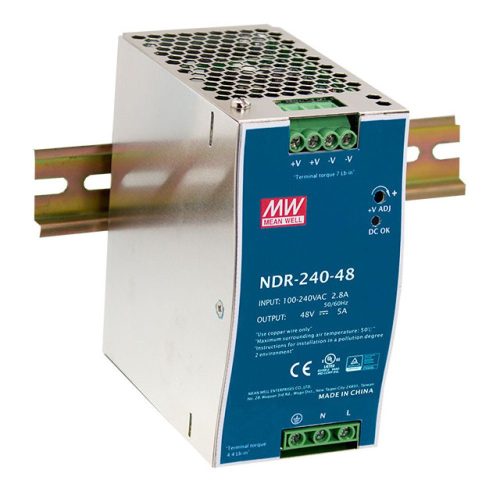 Mean Well DIN sínre szerelhető LED tápegység 240W 24V NDR-240-24