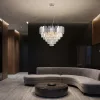 NEDES N2212 PLAZA extra nagy 60 cm-es kerek kristály függőlámpa állítható magassággal és fényes ezüst vázzal