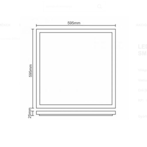 60x60 backlite LED panel 40W 4800lm 4000K 5 év garancia