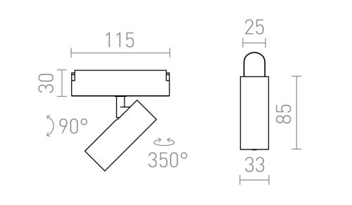 CODI kompakt, henger alakú, matt fekete LED spotlámpa WAVE textilszalagos rendszerhez, CCT