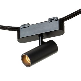 LOKI 8 fekete, henger alakú irányítható LED spotlámpa WAVE textilszalagos rendszerhez, 6w