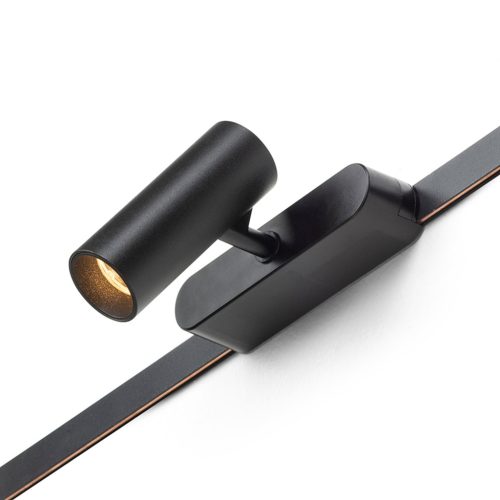 LOKI 8 fekete, henger alakú irányítható LED spotlámpa WAVE textilszalagos rendszerhez, 6w