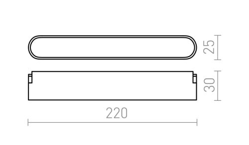 Fekete színű OXONIA 22 okos LED vonalvilágító 12W, WAVE rendszerhez állítható (CCT) színhőmérséklettel