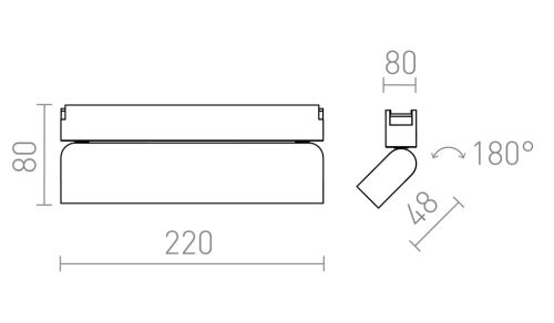 Fekete színű OXONIA 22 dönthető LED vonalvilágító lámpatest WAVE textilszalagos rendszerhez, 12w