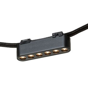 OXANA 11 elegáns fekete LED lámpatest 6 süllyesztett lencsével WAVE textilszalagos rendszerhez, 6w